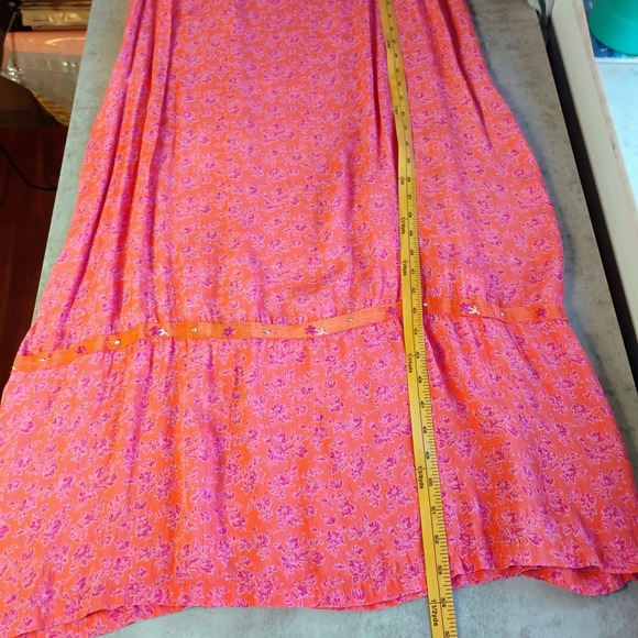 Vintage April Cornell Floral Maxi Dress Pink Cottage Waist Tie Rayon Folk‎ - Picture 8 of 11